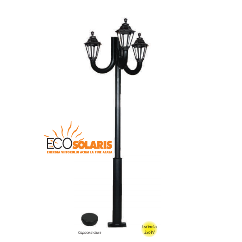 Stalp de iluminat Rut 3x6W 4 m Stalp de iluminat Rut 3x6W 4 m