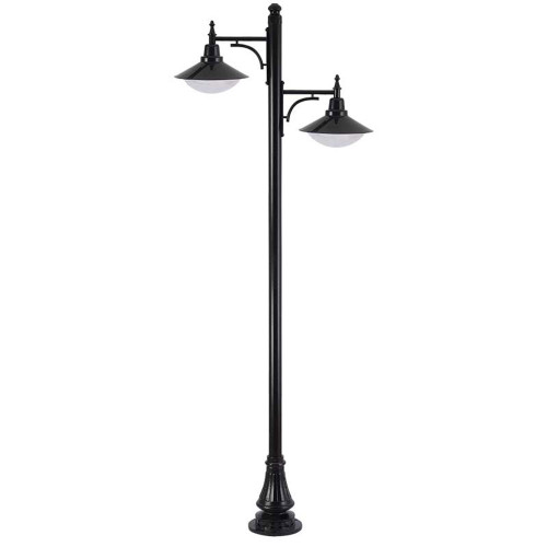 Stalp decorativ cu brat sublu 2xE27 H:350cm D:110cm talpa otel negru