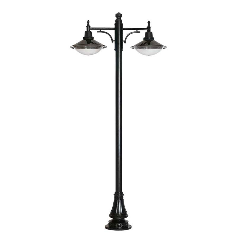 Stalp decorativ brat dublu 2xE27 H:280cm D:110cm talpa otel negru Stalp decorativ brat dublu 2xE27 H:280cm D:110cm talpa otel negru