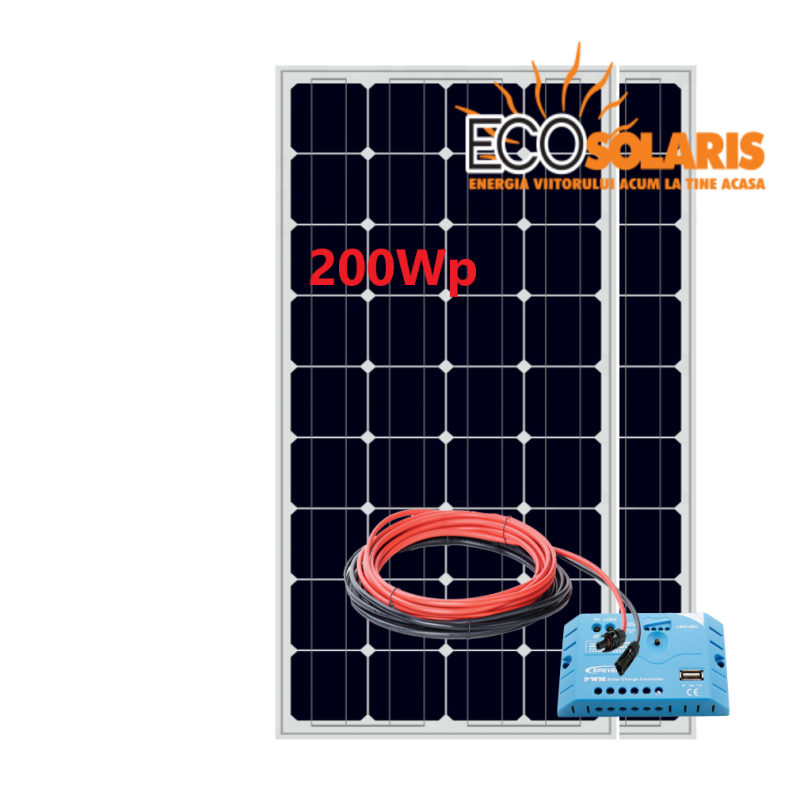 Set Panou fotovoltaic 200W monocristalin Controler solar pwm EPSolar 12/24V 20A Set Panou fotovoltaic 200W monocristalin Controler solar pwm EPSolar 12/24V 20A