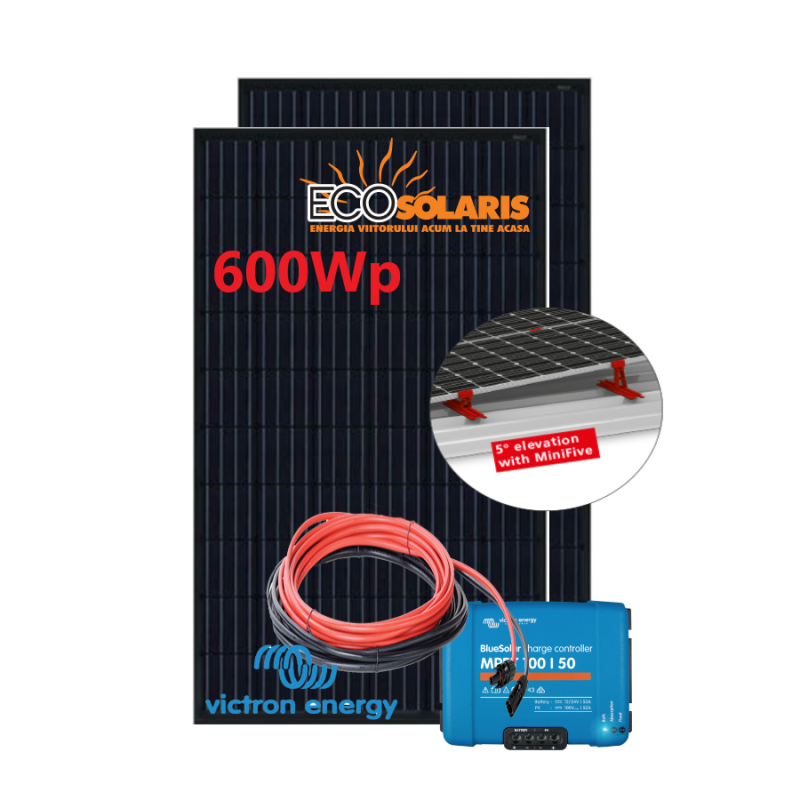 Set Panou fotovoltaic 24V 600W monocristalin - Controler solar MPPT Victron SmartSolar 100/50 cu suport fixare Set Panou fotovoltaic 24V 600W monocristalin - Controler solar MPPT Victron SmartSolar 100/50 cu suport fixare