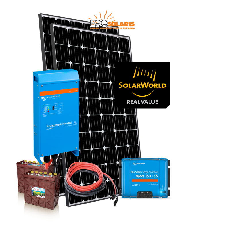 Set Panouri Fotovoltaice 580W SolarWorld Mono Controler MPPT Vicron - baterii Trojan 12V 255Ah Set Panouri Fotovoltaice 580W SolarWorld Mono Controler MPPT Vicron - baterii Trojan 12V 255Ah