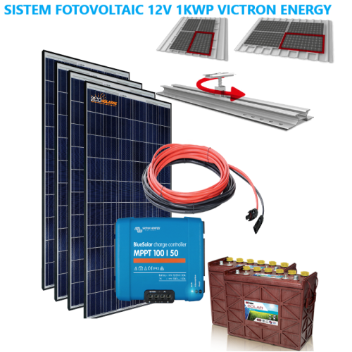 Set Panouri Fotovoltaice 24V 1kwp Eurener  policristalin controler MPPT Vicron Energy 100/50